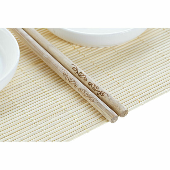 Sushi set DKD Home Decor Bamboe Plastic Keramiek Wit Natuurlijk Orientaals 28,8 x 19,8 x 3 cm (7 Onderdelen) (28,8 x 19,8 x 3 c