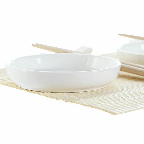 Sushi set DKD Home Decor Bamboe Plastic Keramiek Wit Natuurlijk Orientaals 28,8 x 19,8 x 3 cm (7 Onderdelen) (28,8 x 19,8 x 3 c