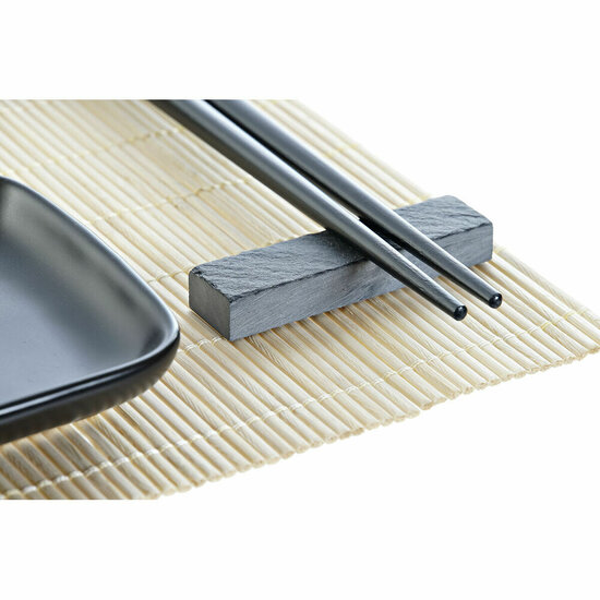 Sushi set DKD Home Decor Zwart Natuurlijk Metaal Bamboe Keramiek Orientaals 30 x 40 cm 27,8 x 17,8 x 3 cm (7 Onderdelen) (27,8 