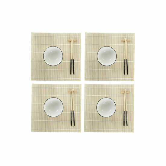 Sushi set DKD Home Decor Bamboe Keramiek Wit Orientaals 14,5 x 14,5 x 31 cm (16 Onderdelen) 1