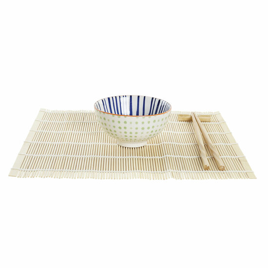 Sushi set DKD Home Decor 14,5 x 14,5 x 31 cm Blauw Wit Keramiek Orientaals (16 Onderdelen) 2