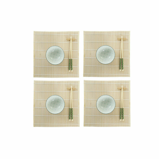 Sushi set DKD Home Decor 14,5 x 14,5 x 31 cm Groen Keramiek Orientaals (16 Onderdelen) 1