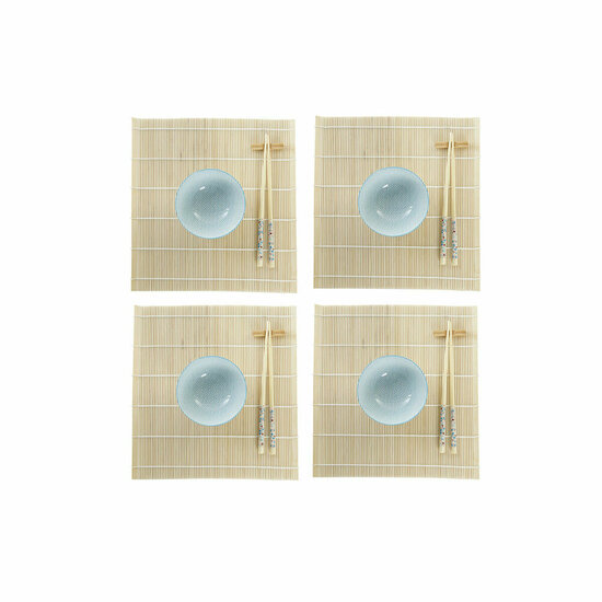 Sushi set DKD Home Decor 14,5 x 14,5 x 31 cm Blauw Wit Keramiek Orientaals (16 Onderdelen) 1