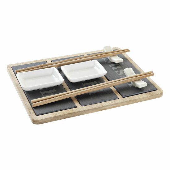 Sushi set DKD Home Decor Bamboe Raad van bestuur Zwart Natuurlijk Orientaals 25 x 19 x 3 cm 1