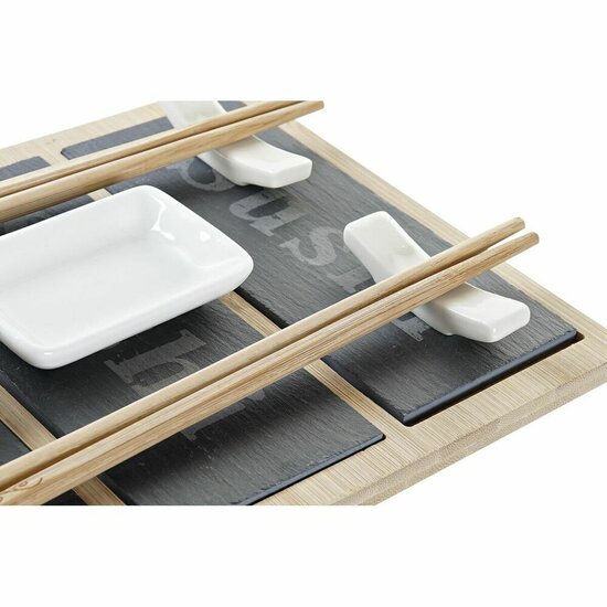 Sushi set DKD Home Decor Bamboe Raad van bestuur Zwart Natuurlijk Orientaals 25 x 19 x 3 cm 4