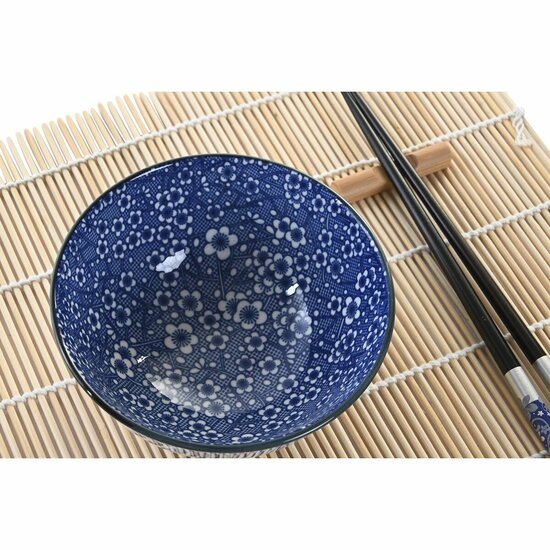 Sushi set DKD Home Decor 14,5 x 14,5 x 31 cm Zwart Blauw Keramiek Orientaals (16 Onderdelen) 2