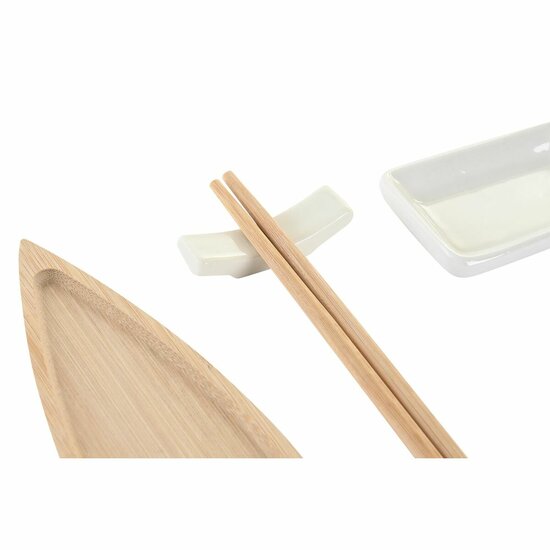 Sushi set DKD Home Decor 8 x 5 x 2 cm Keramisch Natuurlijk Wit Orientaals 3