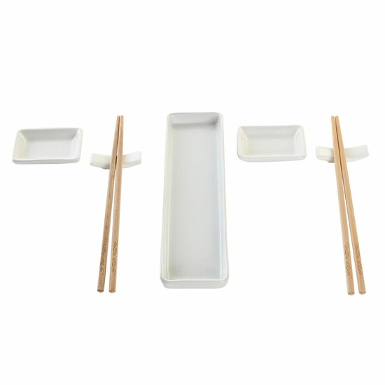 Sushi set DKD Home Decor 24 x 7 x 2 cm Natuurlijk Wit Keramiek Orientaals 1