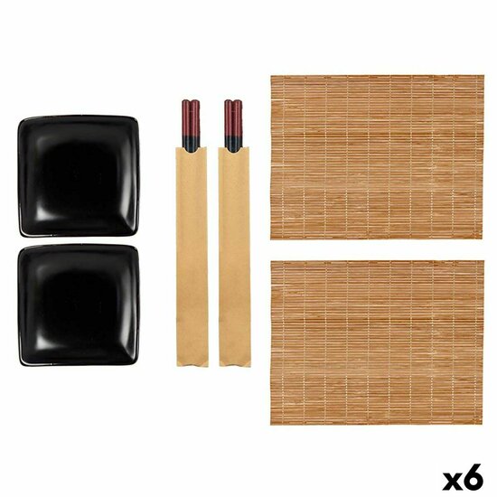 Sushi set Zwart Keramisch Bamboe (6 Stuks) 1