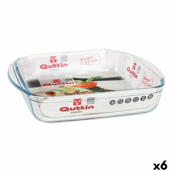 Ovenschaal Quttin 63081 1,6 L Glas 25 x 21,9 x 5 cm (6 Stuks) 1