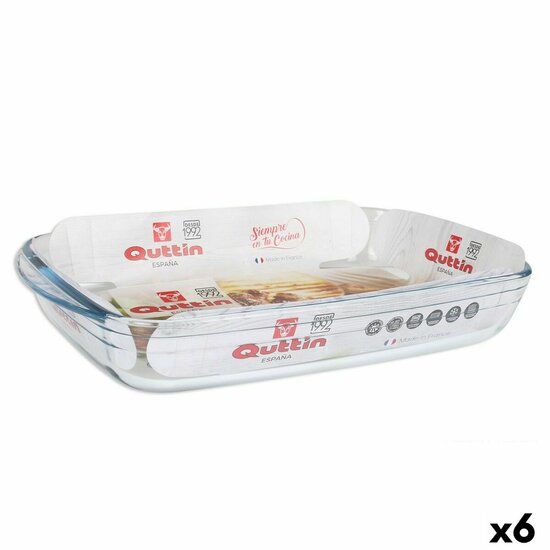 Ovenschaal Quttin   Transparant Glas Rechthoekig 3 L 35,4 x 22 x 5,5 cm (6 Stuks) 1