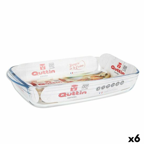 Ovenschaal Quttin   Transparant Glas Rechthoekig 4,2 L 38,8 x 23,9 x 6,6 cm (6 Stuks) 1