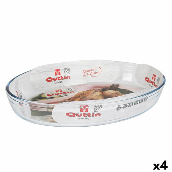 Ovenschaal Quttin   Transparant Glas Ovalen 4,5 L 39,6 x 27,35 x 6,6 (4 Stuks) 1