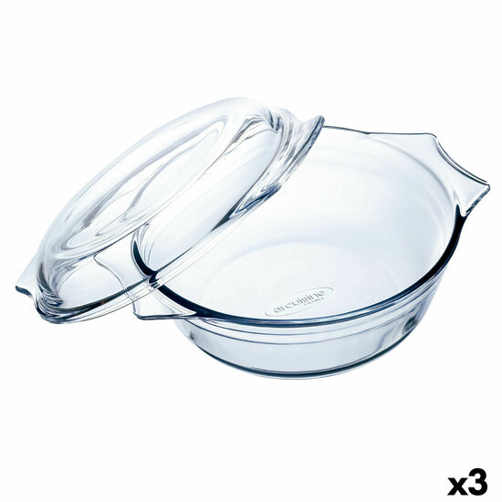 Ovenschaal &Ocirc; Cuisine Ocuisine Vidrio Transparant Glas 21,5 x 18 x 8,5 cm Met deksel (3 Stuks) 1