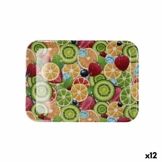 Ontbijtdienblad Quid Habitat Multicolour Plastic 28 x 20 x 1,5 cm Met handvatten Vruchten (12 Stuks) 1