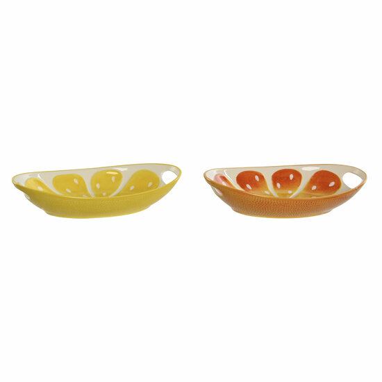 Snackdienblad Home ESPRIT Groen Oranje Keramiek Citroen 30,6 x 16,5 x 6 cm (2 Stuks) 1