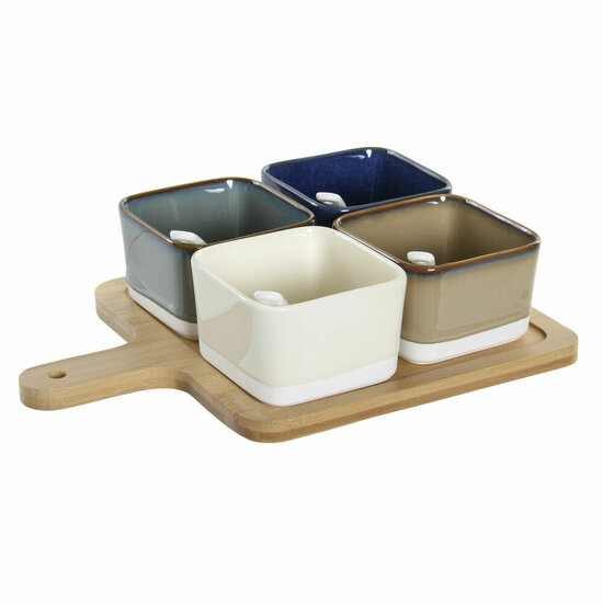 Set voor voorgerechtjes DKD Home Decor 27 x 20 x 1,3 cm Porselein Beige Blauw Bruin Groen Modern 1