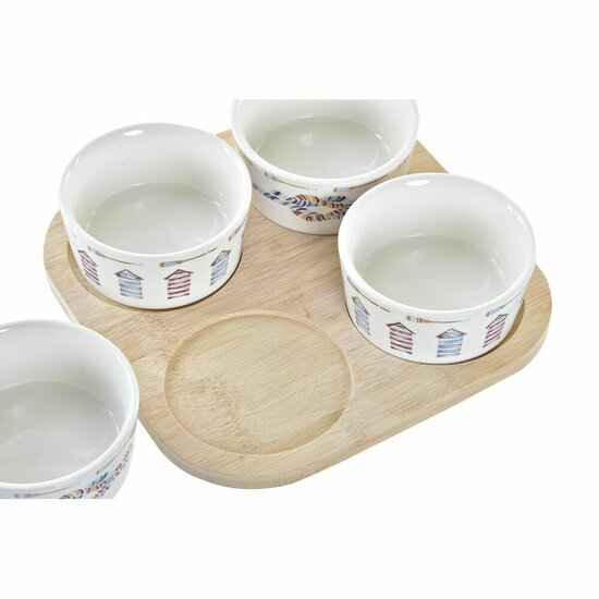 Set voor voorgerechtjes DKD Home Decor Blauw Natuurlijk Bamboe Keramiek Mediterrane 19,7 x 19,7 x 1 cm (5 pcs) 3