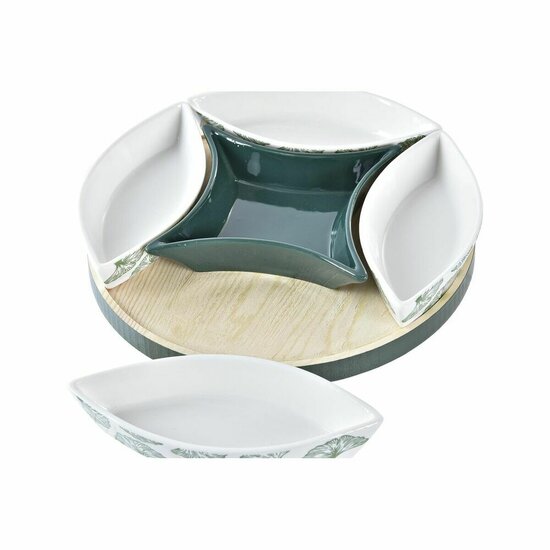 Set voor voorgerechtjes DKD Home Decor Wit Groen Wit/Groen Keramiek Lakens 6 Onderdelen 22 x 22 x 1 cm 2