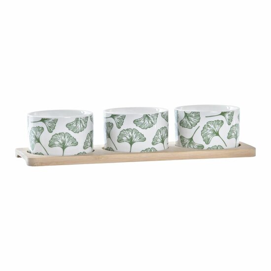 Set voor voorgerechtjes DKD Home Decor Bamboe Keramiek Lakens 3 Onderdelen 4 Onderdelen 28 x 9,7 x 1,5 cm 1