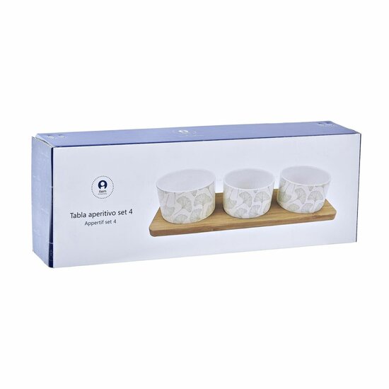 Set voor voorgerechtjes DKD Home Decor Bamboe Keramiek Lakens 3 Onderdelen 4 Onderdelen 28 x 9,7 x 1,5 cm 4