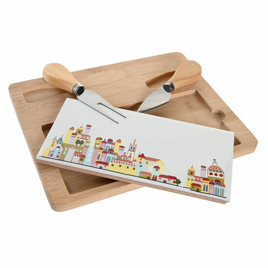 Set voor voorgerechtjes DKD Home Decor 24,5 x 20 x 1,2 cm Rood Wit Multicolour Keramiek Cottage Huizen 1