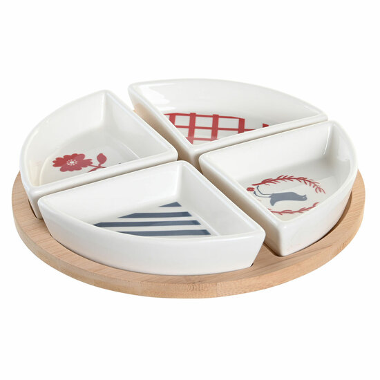 Set voor voorgerechtjes DKD Home Decor 21,5 x 21,5 x 1 cm Rood Blauw Wit Keramiek Mediterrane Huizen 1