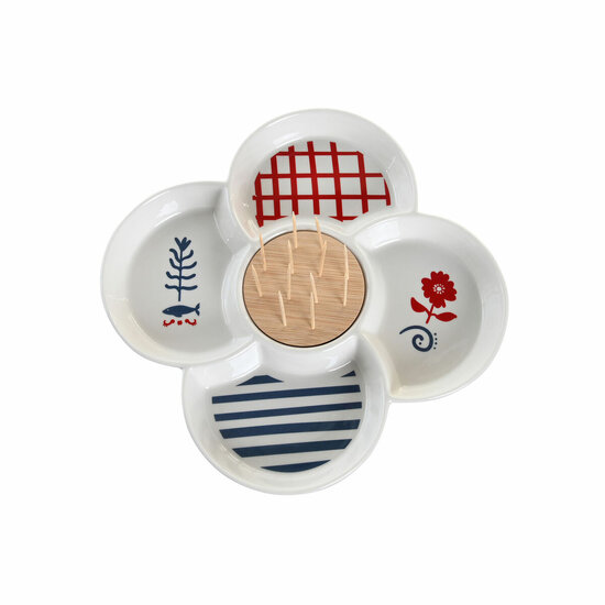 Set voor voorgerechtjes DKD Home Decor Rood Blauw Wit Keramiek 22 x 22 x 7 cm Mediterrane Huizen 3