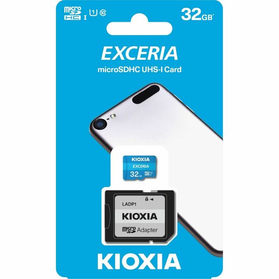 Micro SD kaart met adapter Kioxia Exceria 32 GB UHS-I Klasse 10 Blauw 1