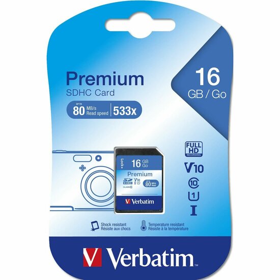 SD Geheugenkaart Verbatim PREMIUM SDHC C10/U1 16 GB 1