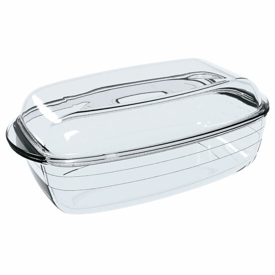 Serveerschaal &Ocirc; Cuisine Rechthoekig Met deksel 1,6 L 2,9 L Transparant Glas (3 Stuks) 2