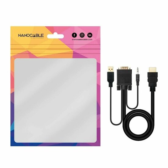 Adapter HDMI naar VGA met Audio NANOCABLE 10.15.4350 1,8 m Zwart 2