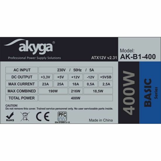 Voedingsbron Akyga AK-B1-400 400 W ATX RoHS 3