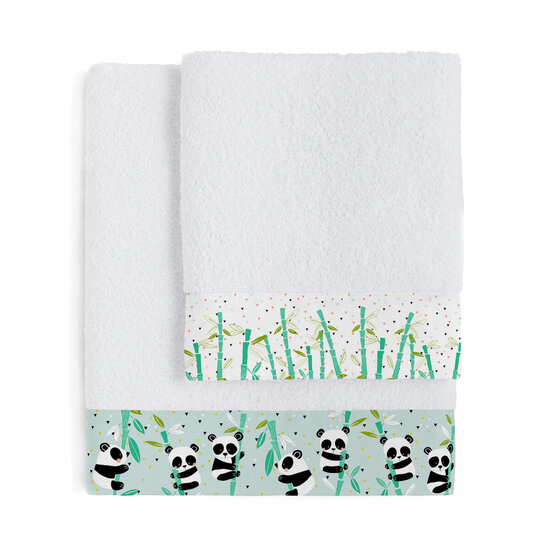 Handdoekenset HappyFriday Moshi Moshi Panda Garden Blue Blauw 2 Onderdelen 1