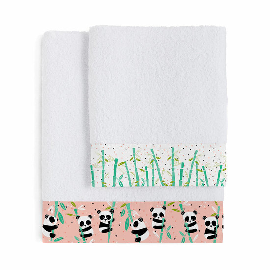 Handdoekenset HappyFriday Moshi Moshi Panda Garden Roze 2 Onderdelen 1