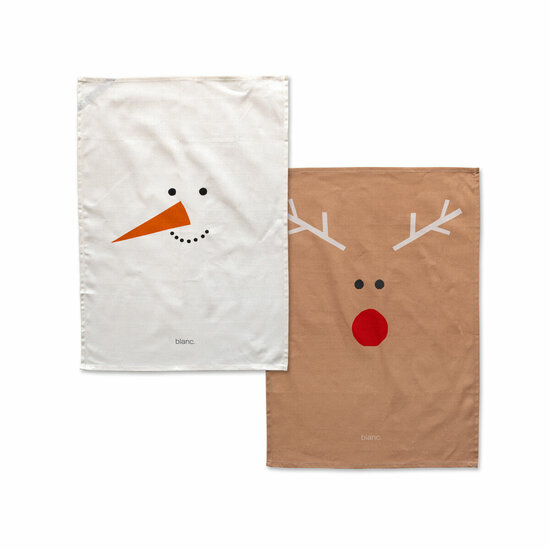 Keukendoek HappyFriday Xmas Snowmates Multicolour 70 x 50 cm (2 Stuks) 1