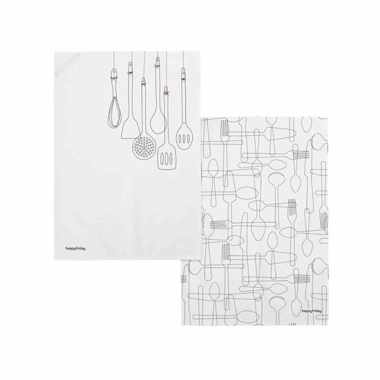 Keukendoek HappyFriday Cutlery Multicolour 70 x 50 cm (2 Stuks) 1