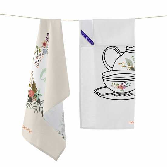 Keukendoek HappyFriday Time To Tea Multicolour 70 x 50 cm (2 Stuks) 4