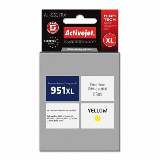 Originele inktcartridge Activejet AH-951YRX Geel 1