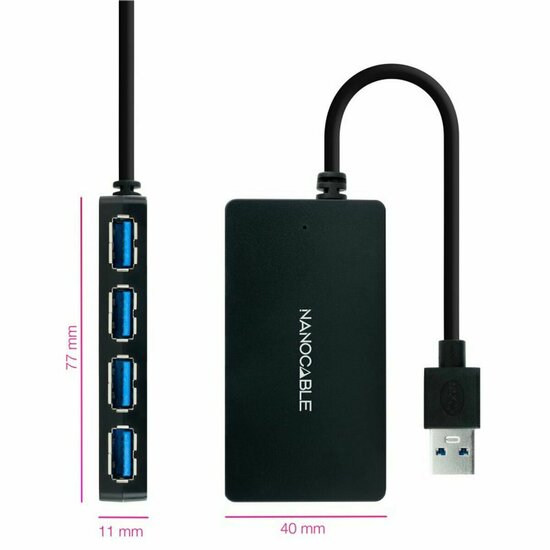 USB-HUB NANOCABLE 10.16.4403 Zwart 2