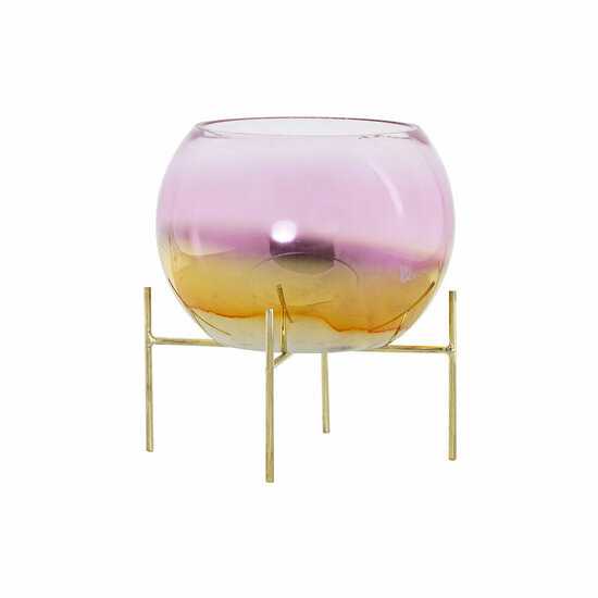 Kaarshouder DKD Home Decor 8424001830619 Roze Gouden Metaal Kristal 19 x 19 x 20,5 cm 1