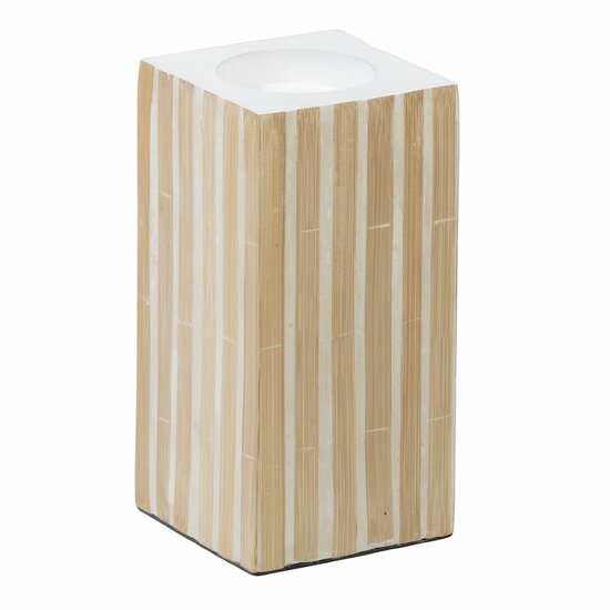 Kaarshouder Beige Bamboe Hout MDF 10,5 x 10,5 x 21 cm 1