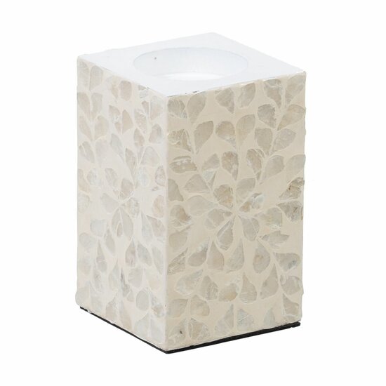 Kaarshouder Beige Parelmoer Hout MDF 10,5 x 10,5 x 16 cm 1