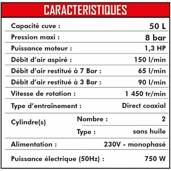 Luchtcompressor MECAFER 425523 Horizontaal Stil 8 bar 24 L 7