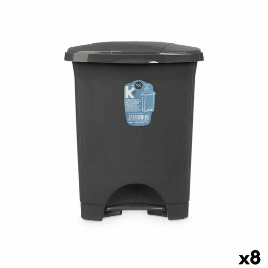 Pedaalemmer Antraciet Plastic 10 L (8 Stuks) 1