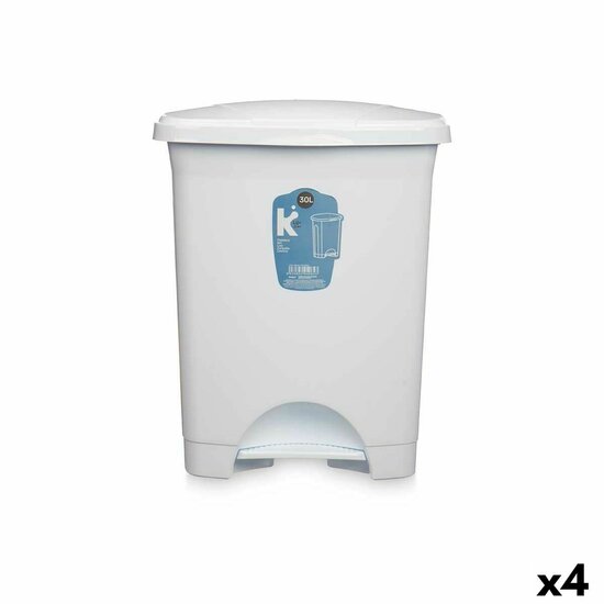 Pedaalemmer Wit Plastic 30 L (4 Stuks) 1