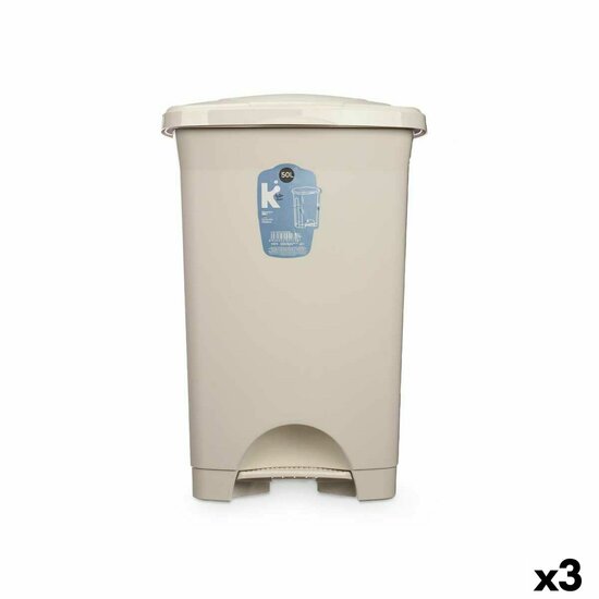 Pedaalemmer Beige Plastic 50 L (3 Stuks) 1