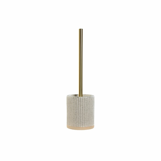 Toiletborstel Home ESPRIT Beige Gouden Keramiek 10,5 x 10,5 x 37,5 cm 1