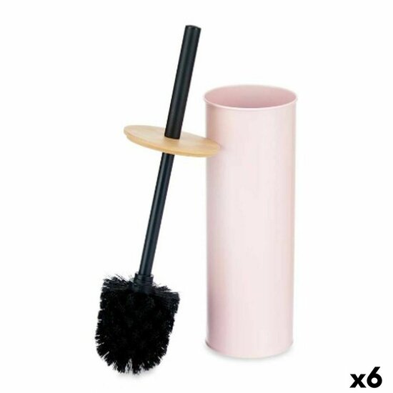 Toiletborstel Roze Metaal Bamboe Plastic 9,5 X 27 X 9,5 cm (6 Stuks) 1