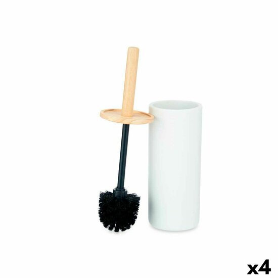 Toiletborstel Wit Hout Hars 10,2 x 38 x 10,2 cm (4 Stuks) 1